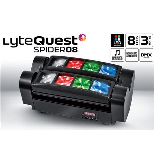 LyteQuest SPIDER08 BEAM 8x3W LEDs RVB Blanc DMX 135°