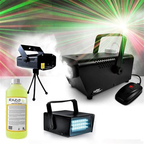 Ibiza Light Halloween Jeux de lumières LED Strobe + Machine à fumée et liquide