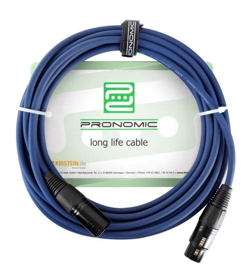 Pronomic Stage DMX3-5 câble DMX 5 m, bleu avec contacts plaqués dor