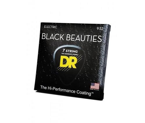 Dr BKE7-9 Black Beauties Black, jeu guitare électrique, 7 cordes Light 9-52
