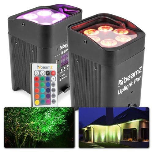 BEAMZ BBP96 Lot de 2 projecteurs Uplight 6 x LED 12 W RGBAW avec mode WDMX, fonction maître/esclave