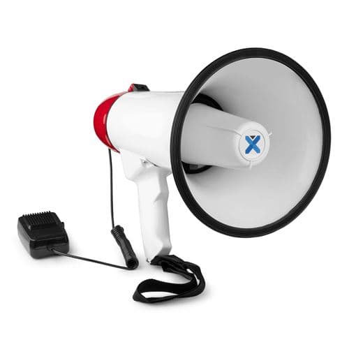Vonyx MEG045 Mégaphone 45W, Idéal pour Manifestations et Matchs Sportifs Jusqu’à 1 km, Micro Main Détachable