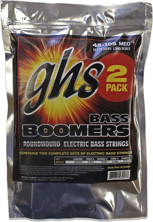 Ghs M30452 2 Set Boomers Roundwound Long Scale 45-105 Cordes guitares basses 4