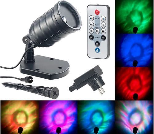 Lunartec : Projecteur LED RVB télécommandé à effets aquatiques