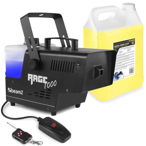 BEAMZ RAGE1000 Machine à fumée avec 5 litres de liquide idéal pour animer vos soirées