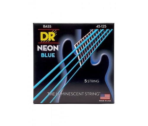 Dr NBB5-45 Hi-Def Neon Blue, jeu guitare basse, 5 cordes Medium 45-125