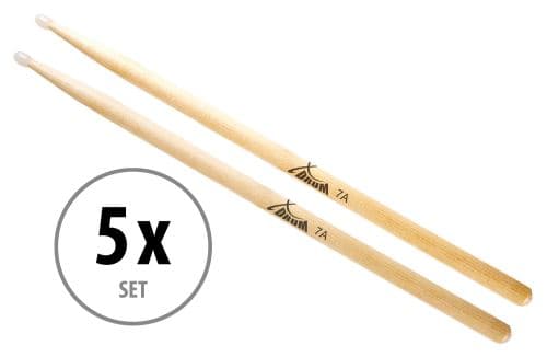 XDrum Sticks de Batterie 7A Pointe en Nylon 5 Paires