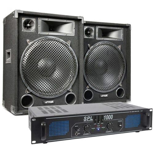 Skytec max15 pack enceintes 1000 w avec amplificateur