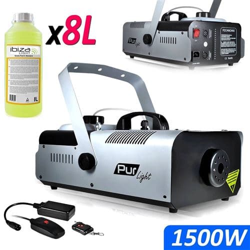 PUR LIGHT Pro Méga SMOKE haute densité 1500W + Etrier de fix + 2 télécommandes NEWARK1500 +8L Liquide