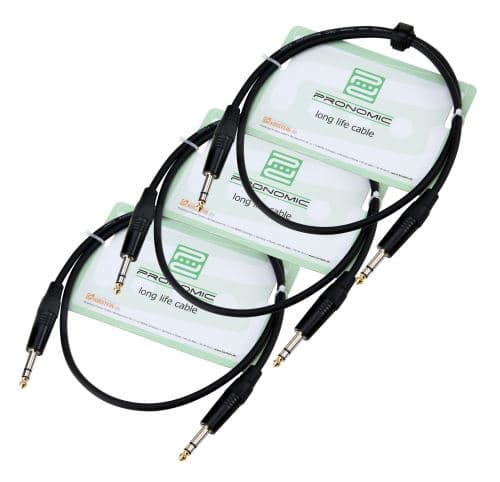 Pronomic Stage INSTS-1 câble jack 1 m stéréo, lot de 3