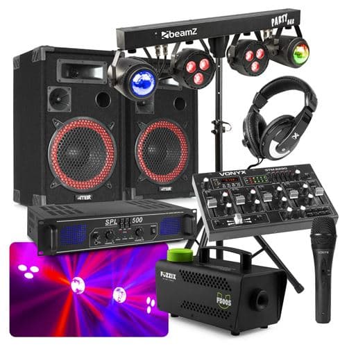 Skytec Ensemble Disco Dj 500w, Lumières, Amplificateur, Machine à Fumée Et Table De