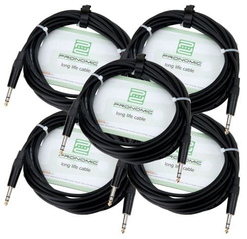 Pronomic Stage INSTS-6 câble jack 6 m stéréo, lot de 5