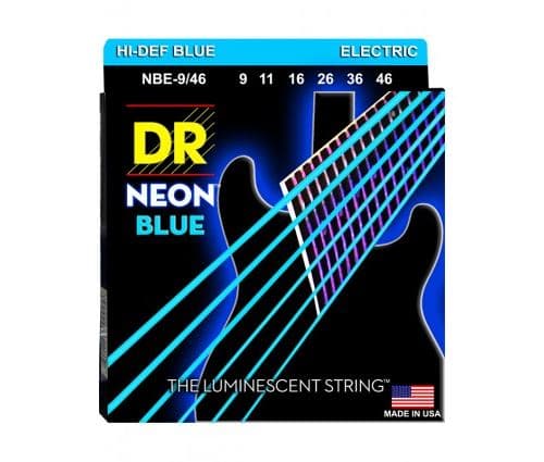 Dr NBE-9-46 Hi-Def Neon Blue, jeu guitare électrique, Light à Medium 9-46