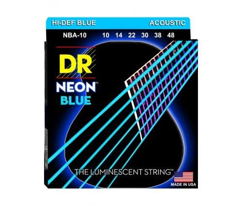 Dr NBA-10 Hi-Def Neon Blue, jeu guitare acoustique, Extra Light 10-48