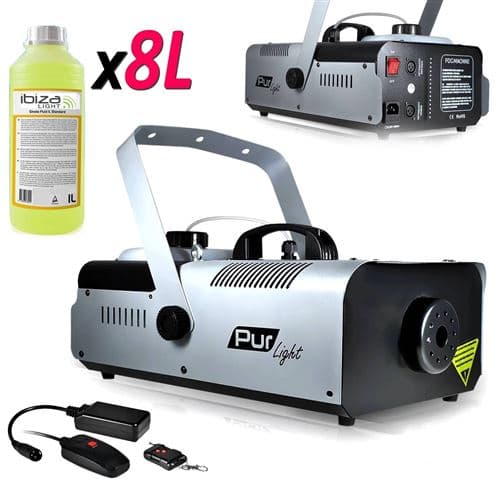 PUR LIGHT Pro Sono 1200W + Etrier de fix + 2 télécommandes NEWARK1200 + 8L Liquide