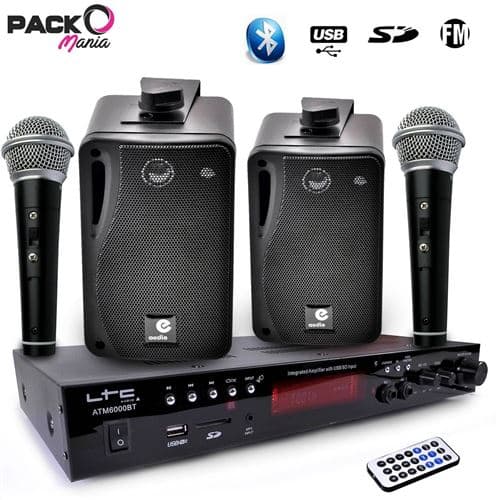 LTC Audio karaoké enfant hi-fi 100w + 2 micros usb sd bluetooth + radio fm + câbles