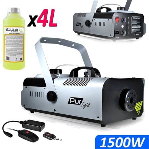 PUR LIGHT Pro Méga SMOKE haute densité 1500W + Etrier de fix + 2 télécommandes NEWARK1500 +4L Liquide