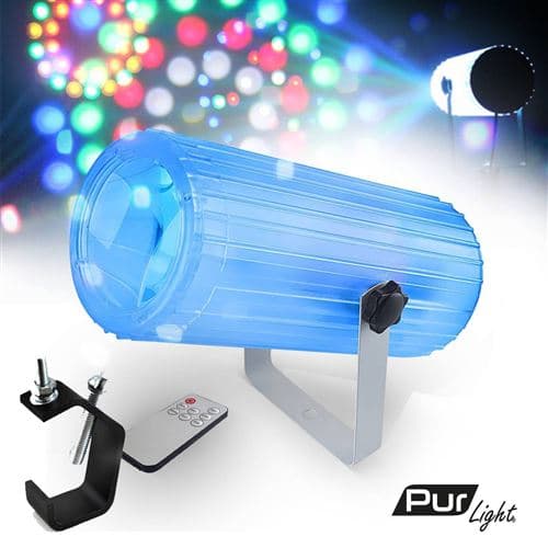 PUR LIGHT sono dj light disco soiree club effet moonflower 60 leds 5mm rgbwa + téléco denny-clear + crochet