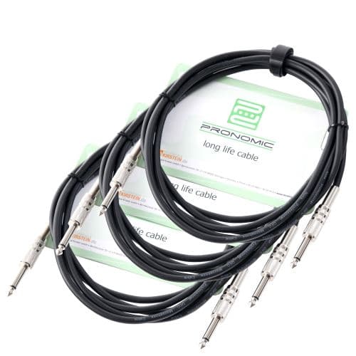 Pronomic Câble Instrument 3m noir jack. Set x 3