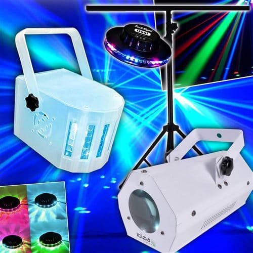 Lytor JEUX DE LUMIÈRE + Portique 3 EFFETS OVNI UFO 48 LEDS + 1 DERBY RGB + 1 GOBO FLOWER