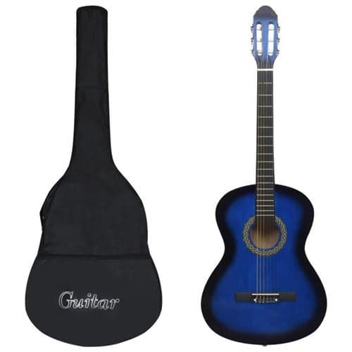 VIDAXL Guitare classique avec sac pour débutants Bleu 4/4 39"