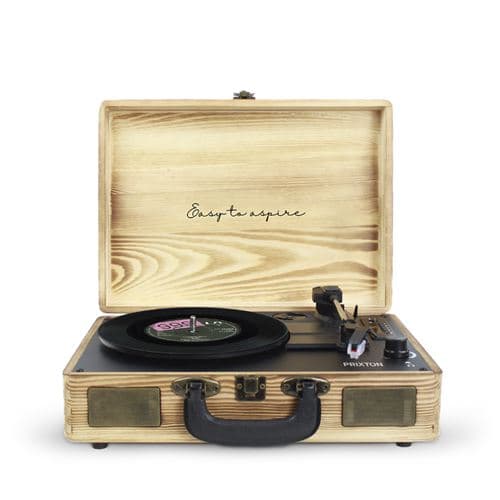 Prixton Platine Vinyle VC400 avec Tourne-disque lecteur et convertisseur de vinyle Couleur Bois