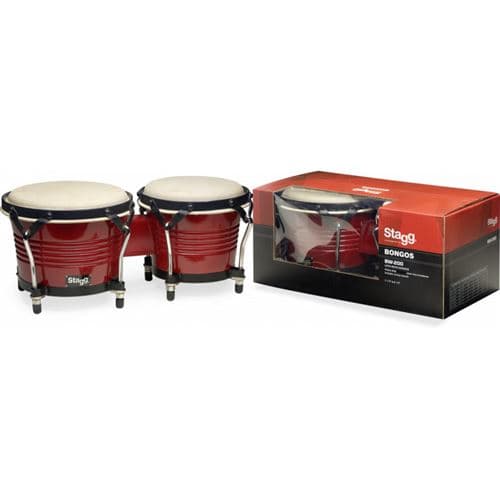 Stagg BW-200-CH Bongos latins en bois de 7,5'' et 6,5'', finition merisier