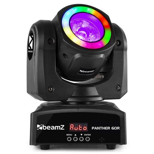 BEAMZ Panther 60R Lyre Beam LEDs avec Anneau Watts, DMX 13/15 Canaux, Mode Musical, Programmes Auto