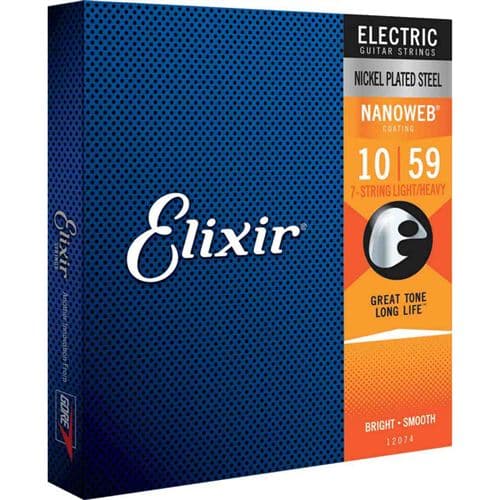Elixir Nanoweb 12074 Jeu de cordes light heavy guitare électrique 7 cordes