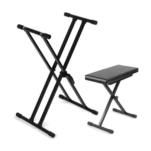 Vonyx KBS03 Support pour Clavier Robuste avec KBB10 Banc Réglables en Hauteur, pour Piano Numérique Universel