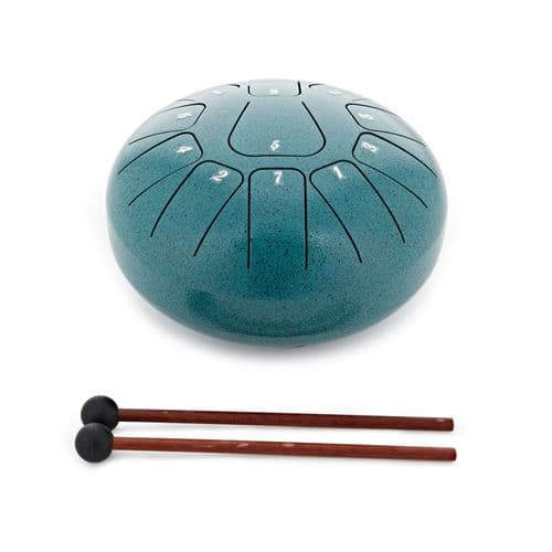 Gear4Music Life Tongue Drum en Acier 8 pouces 11 notes, Fa Majeur, Malachite