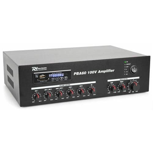 Power Dynamics PBA60 Amplificateur sono DJ de SD MP3 télécommande noir