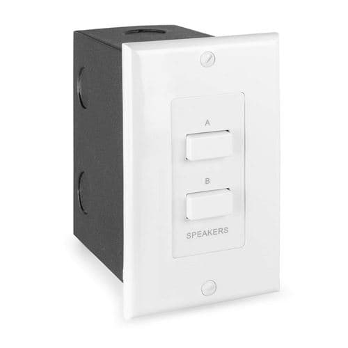 Power Dynamics PDWS2 Sélecteur haut-parleur avec touches push Blanc, 100 watts max., configuration A, B ou A+B, cadre ABS
