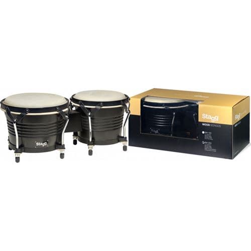 Stagg BW-200-BK Bongos latins en bois de 7,5'' et 6,5'' noirs