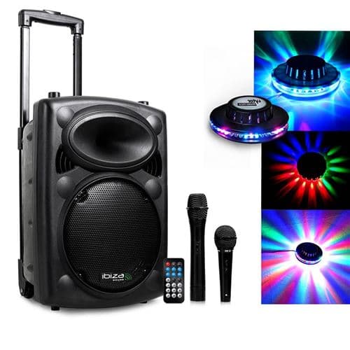 Ibiza Sound Eneinte Active PORT8 8" 20cm 400W VHF, USB/SD Bluetooth + Effet OVNI