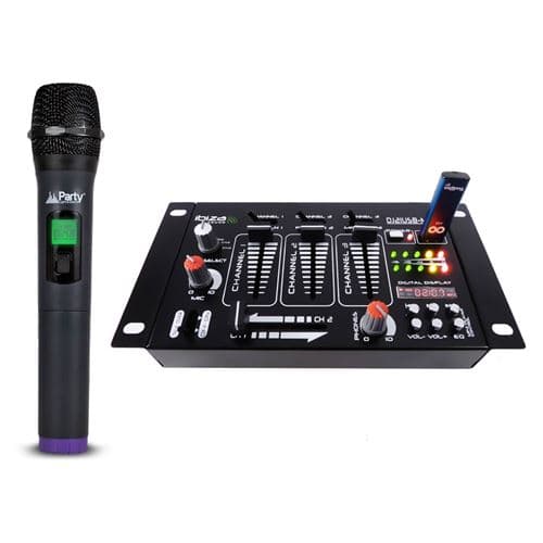 Ibiza Sound DJ21 4 voies 7 entrées USB + Micro sans fil VHF via