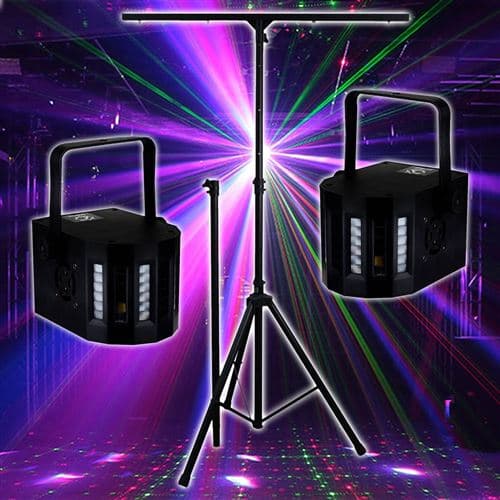 Lytor Sono DJ LIGHT Jeux de lumière 2 EFFETS DERBY Noir 4 LEDs RGBW + Portique