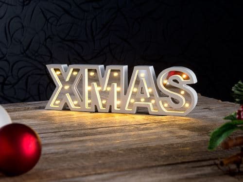 Lunartec Miroir décoratif lumineux sans fil "XMAS" avec fonction minuteur