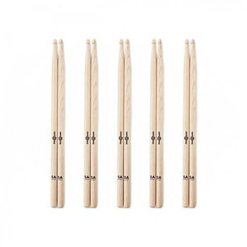 Gear4Music 5A Hickory Bois, Naturel, Pack de 5