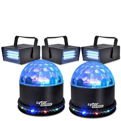 Lytor Soirée FIESTA 2 SUNMAGIC + 3 LED STROBE BLANC