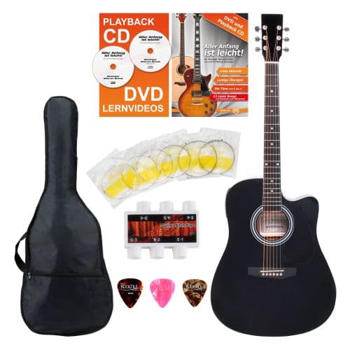 Classic Cantabile guitare, set démarrage à 4 pièces, noir