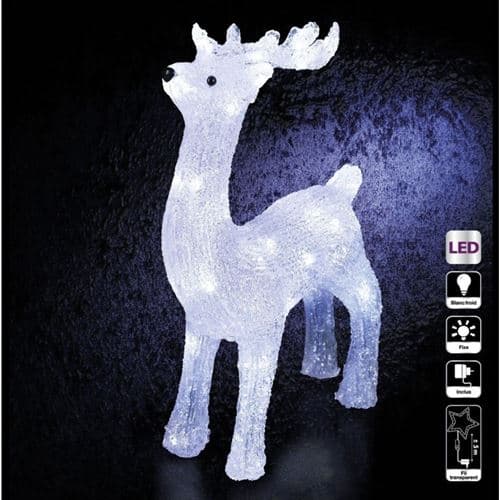 Jardideco Renne debout de Noël lumineux 40 LED blanc