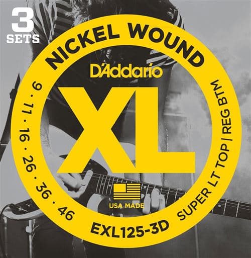 Daddario D Addario And Co EXL125-3D Nickel Wound Super LT Top Pack de 3