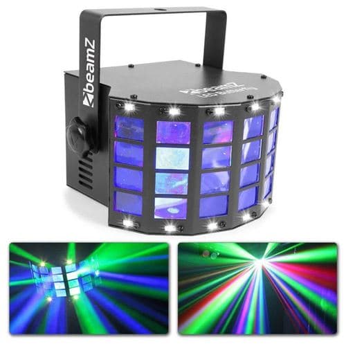 BEAMZ Butterfly LED avec Stroboscope Animation LED, Projecteur 3x LED RVB, 3W par LED, effet 2 en 1, stroboscope 14 LED