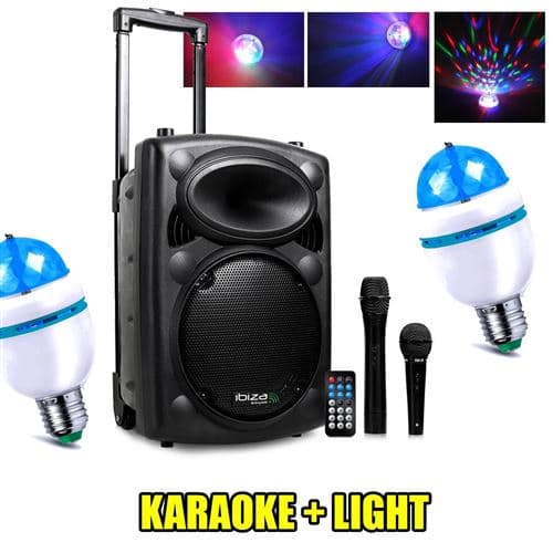 Ibiza Sound Active DJ 500W USB/MP3 PORT10VHF-BT + 3 Ampoules mini Diams RVB SONO DJ PA FETE SOIREE