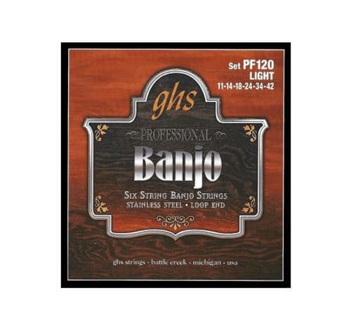 Ghs Banjo Stainless Steel Light 6C 11-14-18-24-34-42 Cordes pour banjo