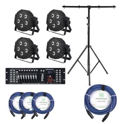 Showlite FLP-5x9W projecteur 4 x set, y compris le contrôleur DMX Master pro USB + statif +