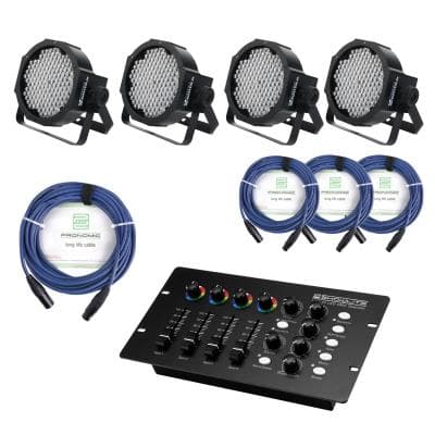 Showlite FLP-144 projecteur 4 x set, y compris le contrôleur DMX +