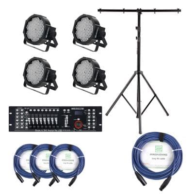 Showlite FLP-144 projecteur 4 x set, y compris le contrôleur DMX Master pro USB + statif +