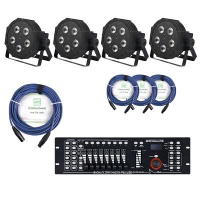 Showlite FLP-5x8W projecteur 4 x set, y compris le contrôleur DMX Master pro USB + statif +